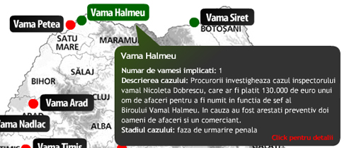 Harta cazurilor de coruptie din vami