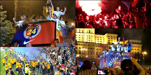 ??VIDEO Fiesta ros-albastra pe Arena Nationala si pe strazile din Capitala. Cum au sarbatorit suporterii si jucatorii Stelei cel de-al 24-lea titlu de campioana - e Stirea Zilei