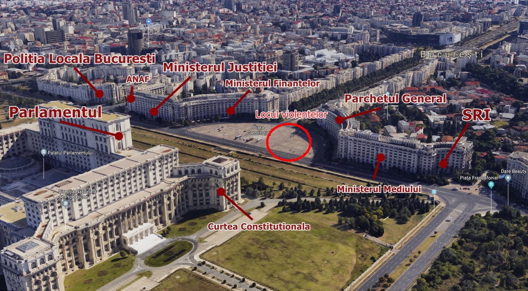 FOTO Unde au avut loc violențele din Piața Constituției în centrul