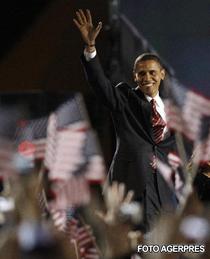 Barack Obama in noaptea victoriei, in Grant Park din Chicago