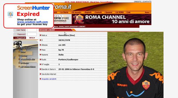 Bogdan Lobon prezentat ca si italian pe site-ul oficial al Romei!