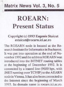 ROEARN-Present Status