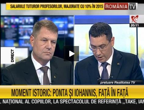 Dezbaterea Ponta - Iohannis e preluata LIVE si de RTV