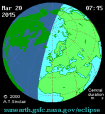 Eclipsa Solara din 20 martie pe glob