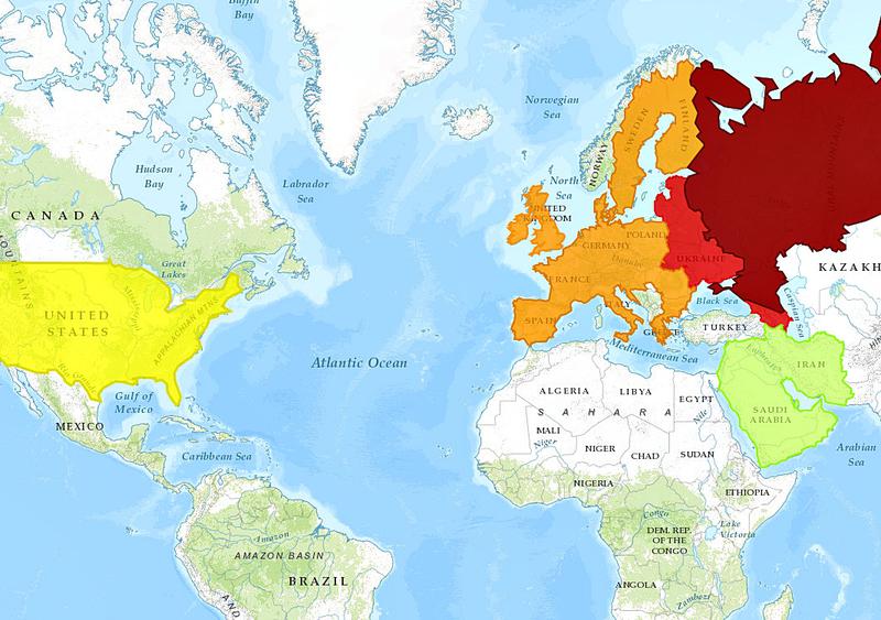 Harta fronturilor deschise de Rusia in razboiul propagandistic