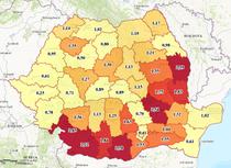 Venitul minim garantat in judetele Romaniei - procent din populatie