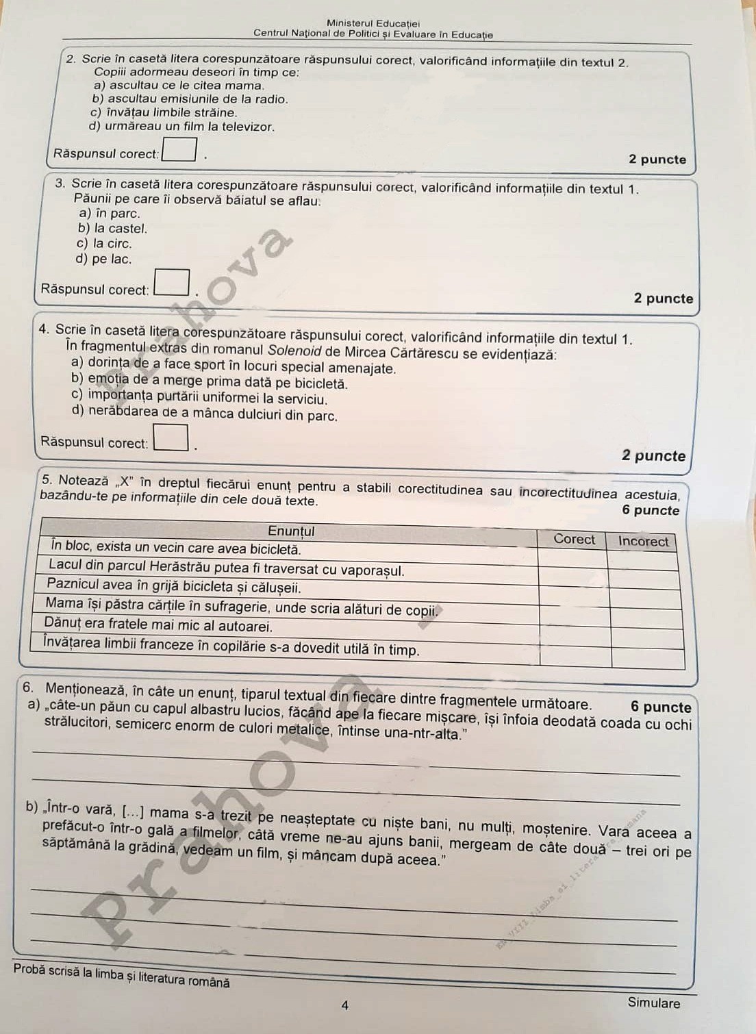 evaluare nationala clasa a 6 a romana si engleza 2023