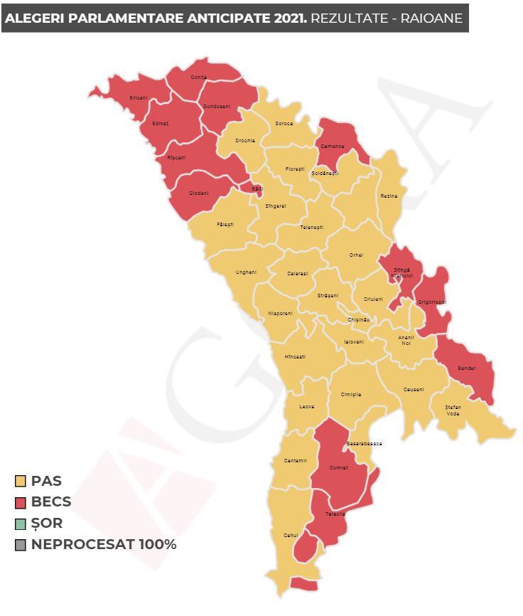 collection Become collide Alegeri R. Moldova: HARTA electorală, comparativ cu prezidențialele din  noiembrie / Câte raioane ”roșii” au trecut la PAS - HotNews.ro