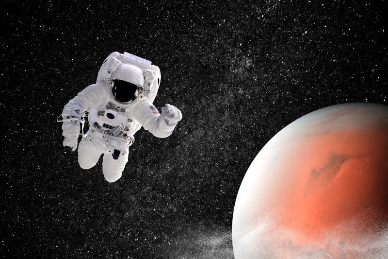 Astronaut langa Marte -ilustratie