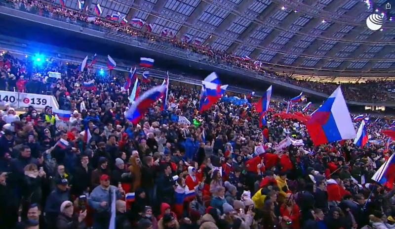Manifestație pro-razboi în Rusia, pe stadionul Luzhniki din Moscova
