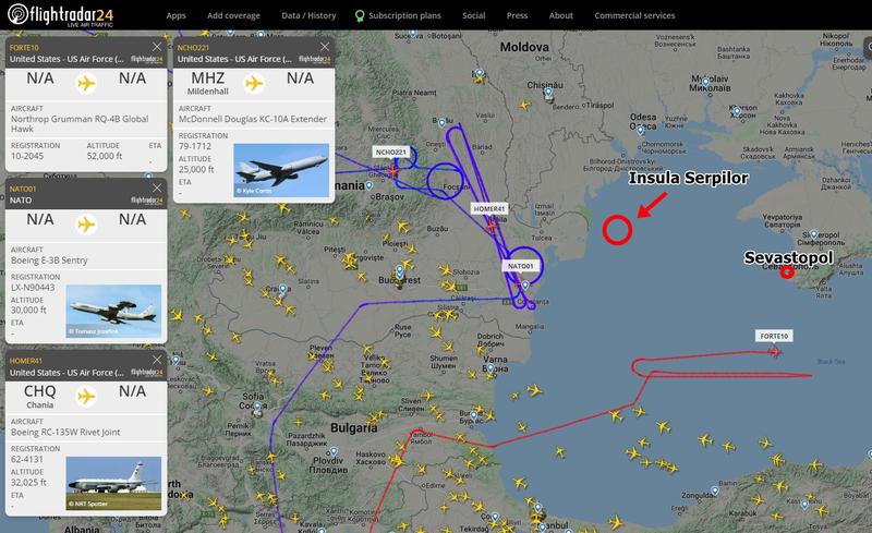 Avioane spion si drone de supraveghere in zona Romaniei si Marea Neagra