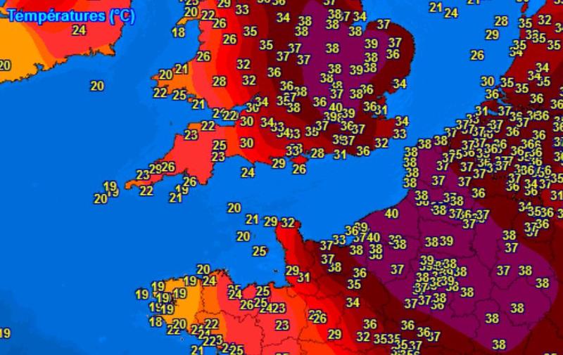 Temperaturi de 40 de grade in Anglia si in nord-vestul Frantei