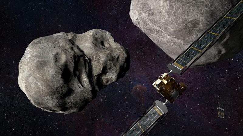 Sonda DART si cei doi asteroizi - ilustratie