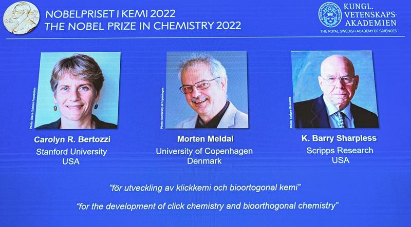 Cercetătorii Carolyn R. Bertozzi, Morten Meldal și K. Barry Sharpless au câștigat premiul pentru Nobel pentru Chimie
