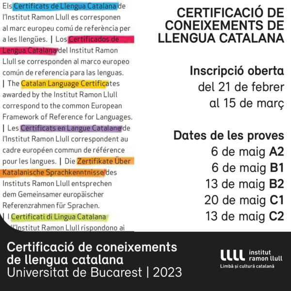 Examene pentru certificarea cunoștințelor de limba catalană 2023