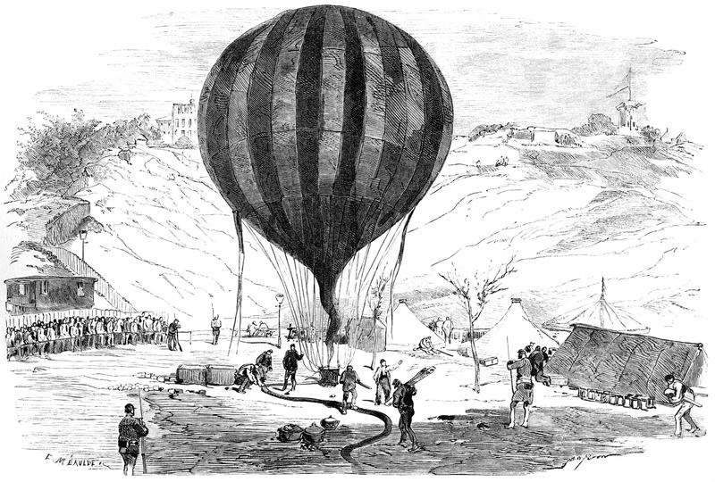 Balonul de spionaj Neptun, folosit pentru observarea câmpului de luptă și a artileriei, în timpul Războiul franco-prusac  1870-1871