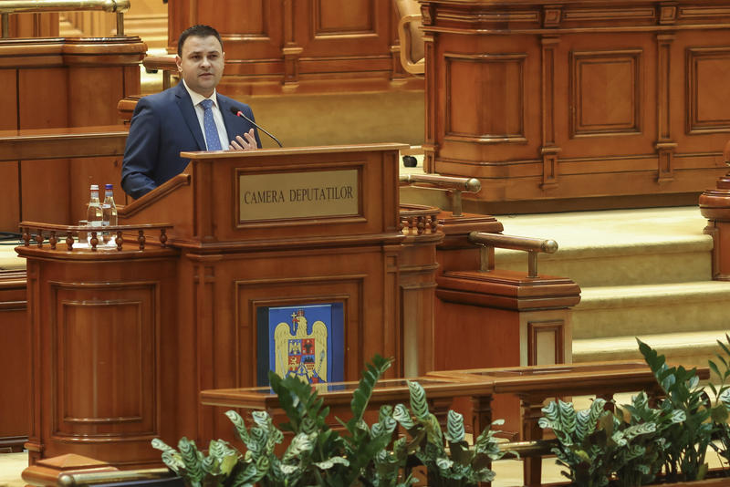 Deputatul PSD Daniel Suciu la tribuna Camerei Deputaților