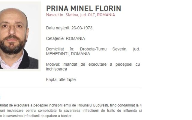 ​Fostul primar fugar al Slatinei, Minel Prina, condamnat în dosarul lui Darius Vâlcov, a fost adus în țară