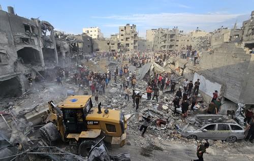 Tabăra de refugiați Jabalia din Fasia Gaza, distrusa dupa bombardamentele Israelului