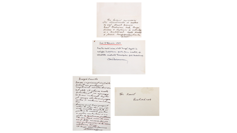 Lot format din trei scrisori trimise de către Nicolae Ceaușescu (însoțite de plic), Sașa Pană și Cella Delavrancea, către fostul Ministru al Apărării Naționale Emil Bodnăraș, cu ocazia aniversării sale, 19