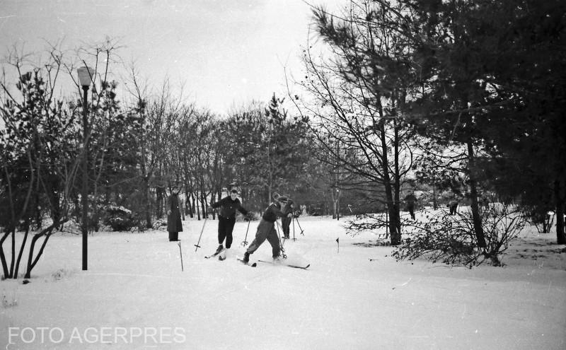 Parcul Herastrau 1953 - concurs de schi
