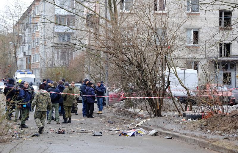 O clădire rezidențială avariată de un atac cu drone, în Sankt Petersburg