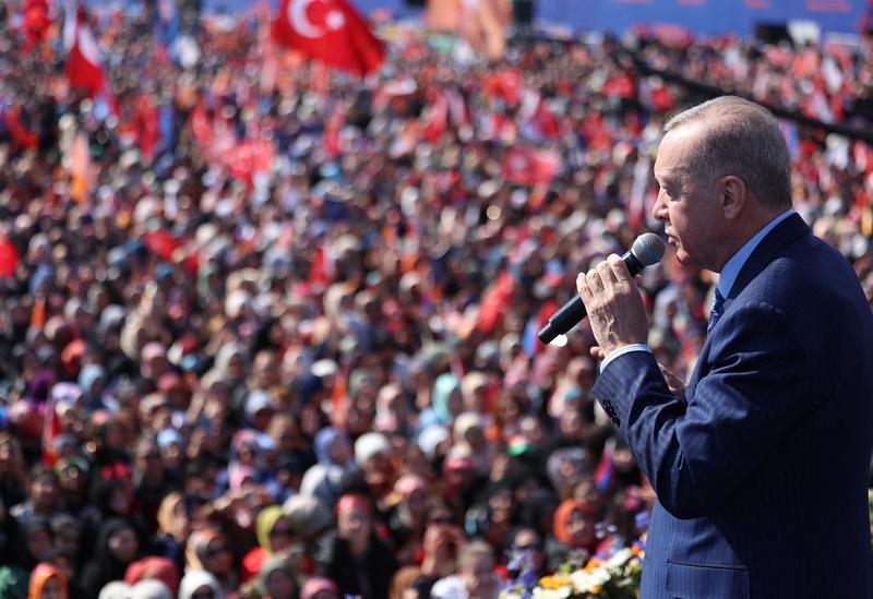 Recep Tayyip Erdogan, la un miting electoral 