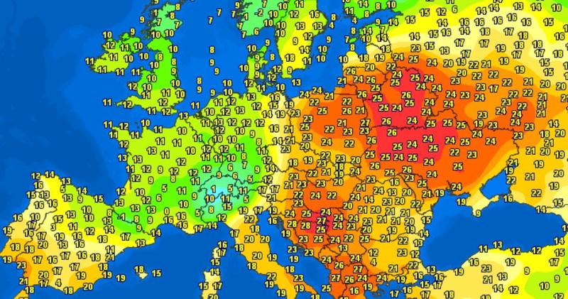 Temperaturile in Europa in 9 aprilie 2024