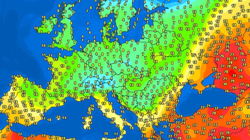 Temperaturile din Europa la pranz, pe 17 aprilie 2024