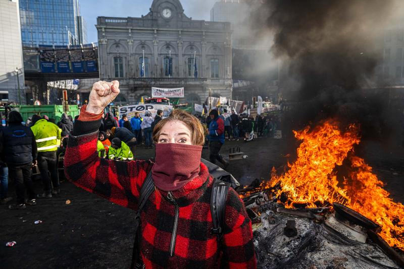 Protest al fermierilor la Bruxelles, în februarie 2024