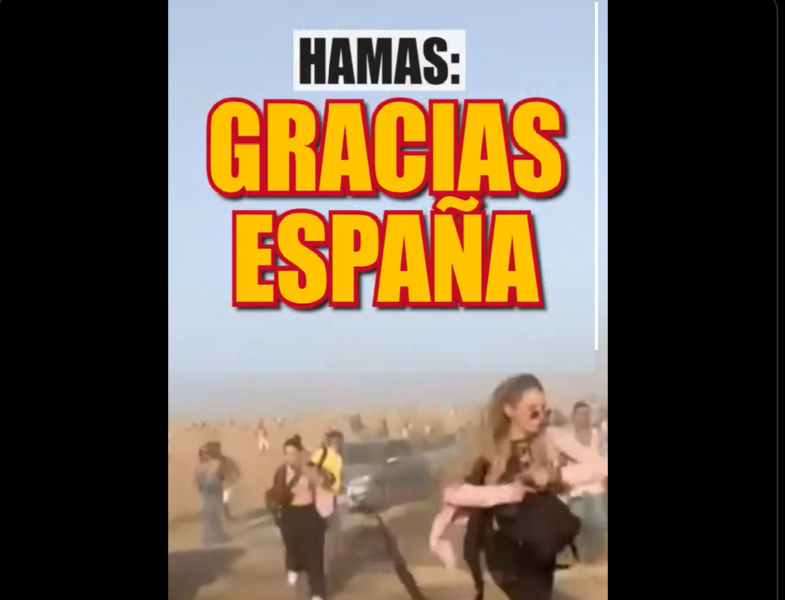 captura dupa montajul video postat de un ministru israelian, care ar transmite ca Spania sustine Hamas
