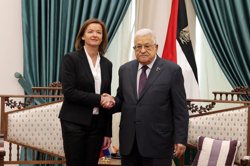 Ministrul sloven de Externe Tanja Fajon și președintele Palestinei Mahmoud Abbas