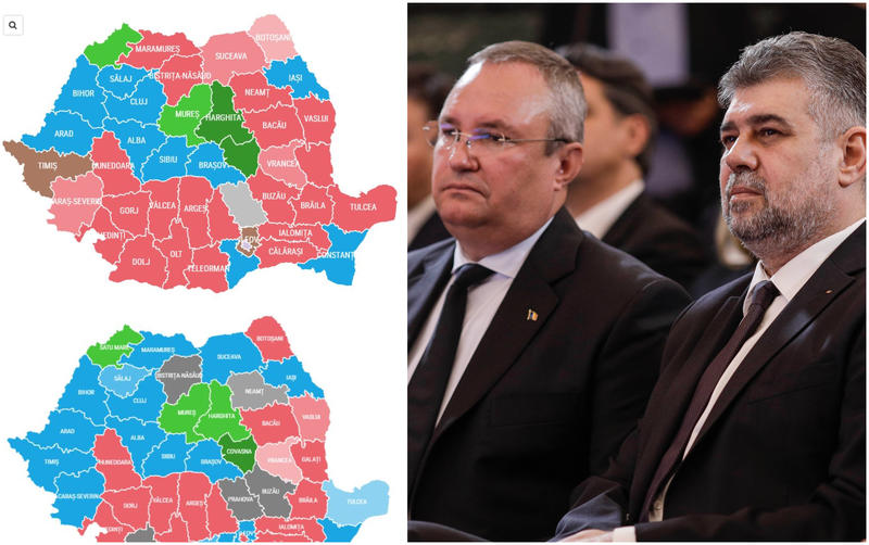 Rezultatele la Consilii Județene 2024 vs 2020. Nicolae Ciucă și Marcel Ciolacu